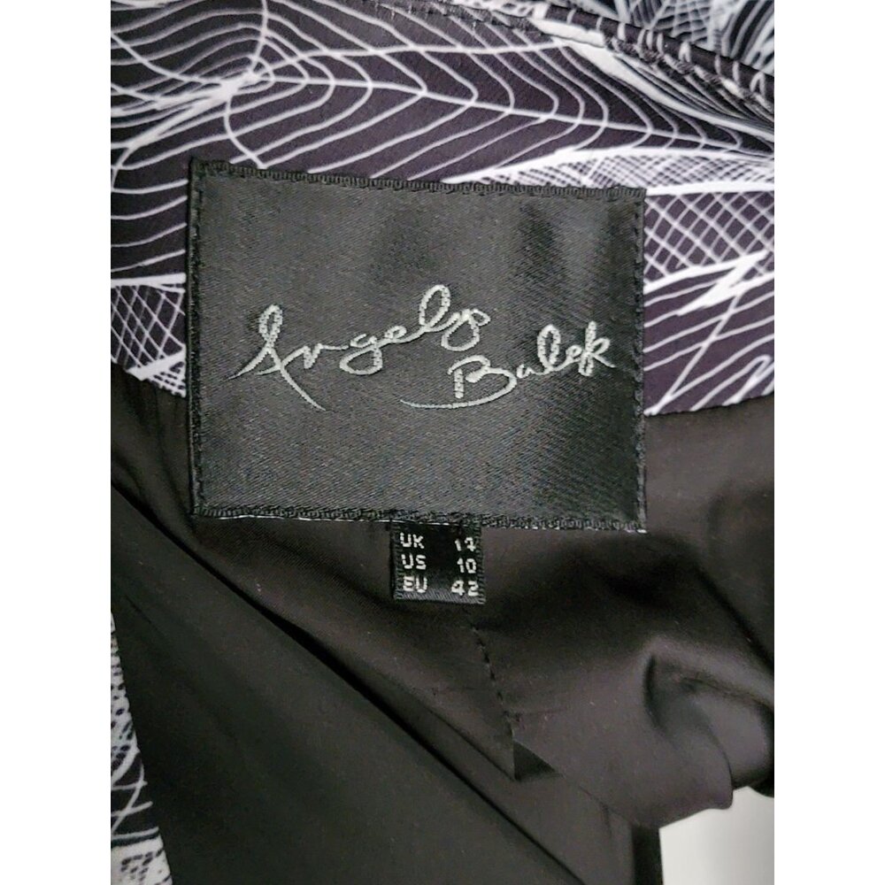 Angelys Balek Jacket 10 Black White Silk Blend Beetle Floral Open Front Gothic - Picture 2 of 8